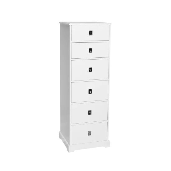 Smögen byrå hög 6 lådor vit