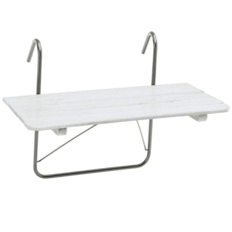 Balkongbord från Hillerstorp i vitmålad furu med galvat stativ.