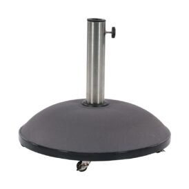 Parasollfot i grå betong med hjul.