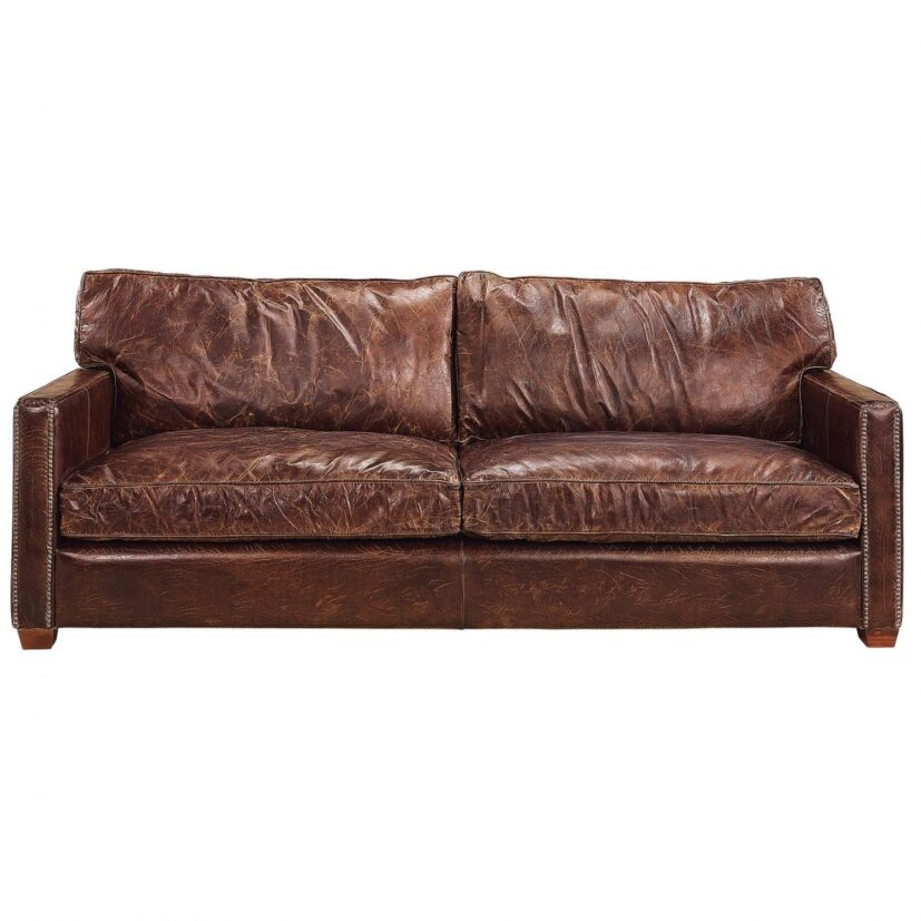 Viscount 3-sits soffa i brunt läder