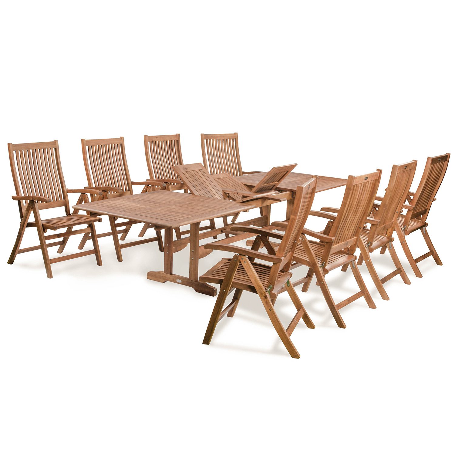 Everton matgrupp i hardwood med 8 stolar och 1 rektangulärt förlängningsbart bord.