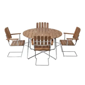 Klassikergrupp teak / varmförzinkad - 4 A2 stolar, 9A bord