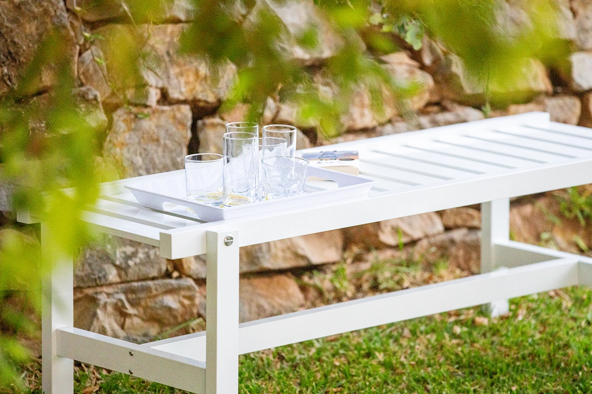 Bänk 85 vit aluminium