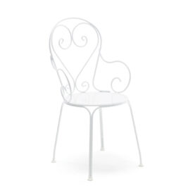 Classic karmstol no.1 - vit med plåtsits