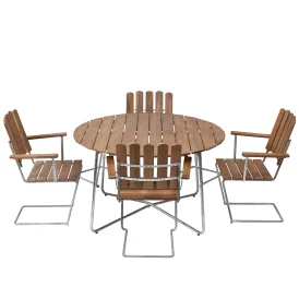 Klassikergrupp teak, Ø100 cm 4+1