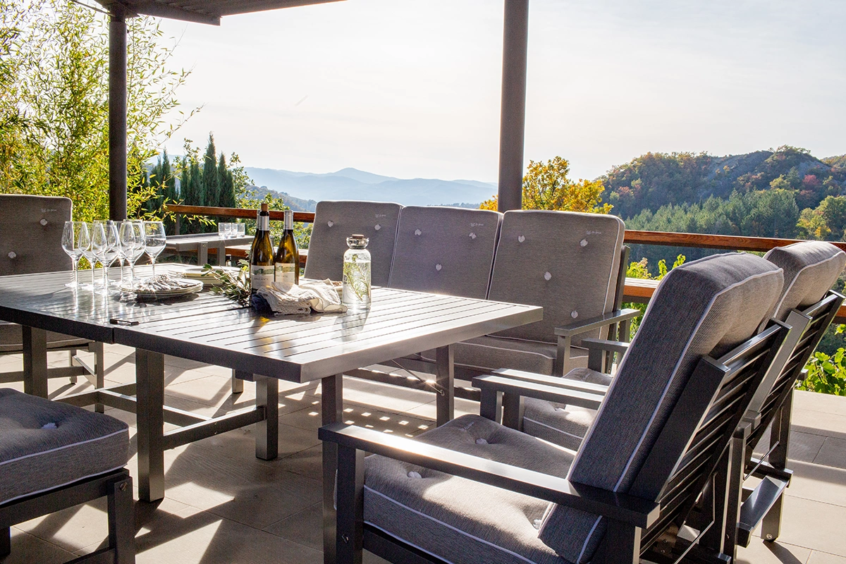 Bord 65 grå aluminium – 124x122 cm