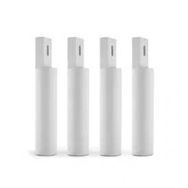 Sängben, runda, vita med traditionell infästning.