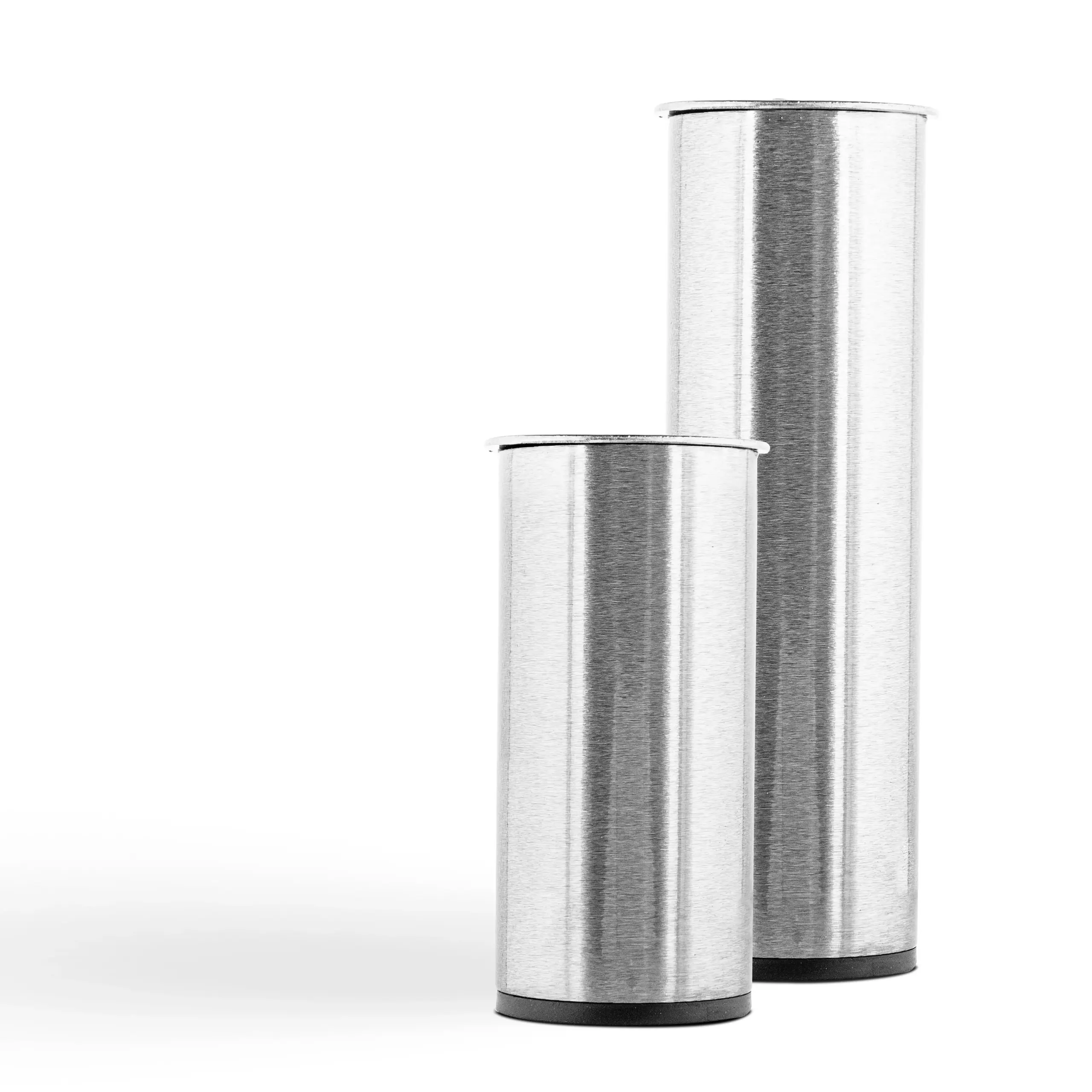 Runda raka sängben - borstat stål, 20 cm