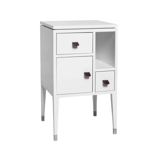 Abisko sängbord höga ben, Vitlack