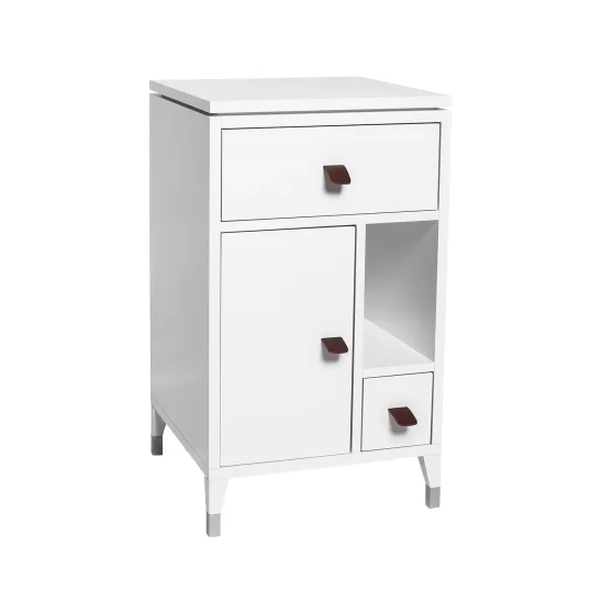 Abisko sängbord låga ben, Vitlack