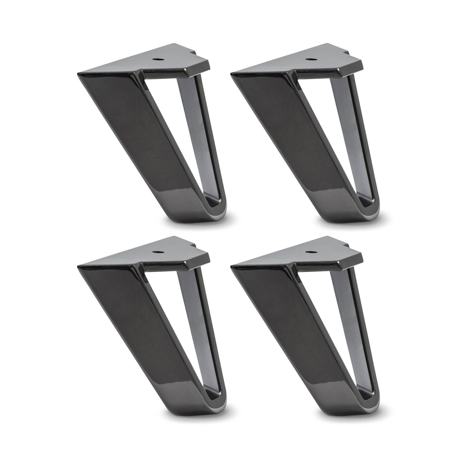 Triangel sängben polerad svart aluminium 14 cm