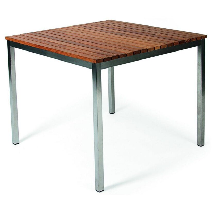 Häringe matbord i teak och borstat stål i storleken 85x85 cm.
