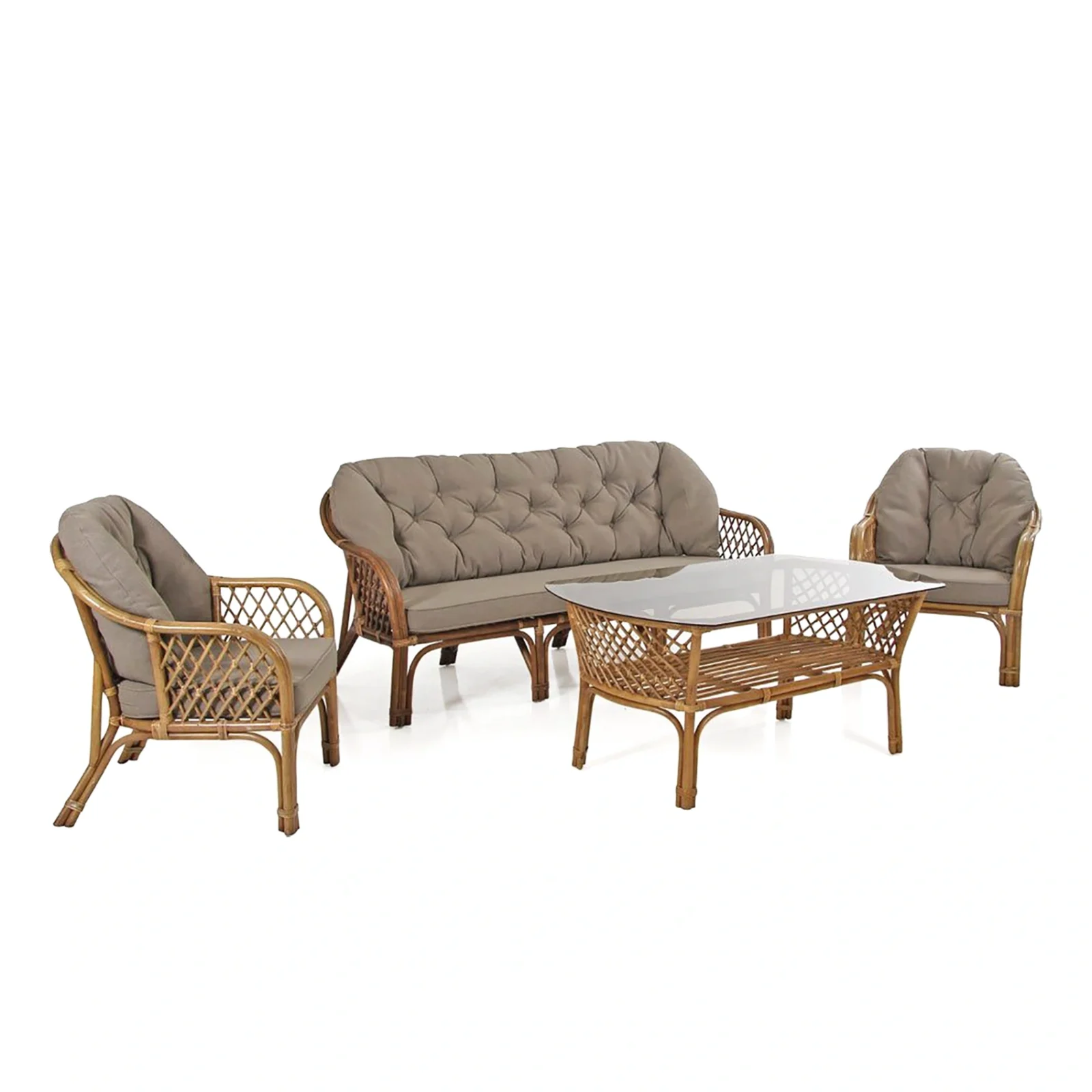 Sabina 3-sitsgrupp brun/beigemelerad