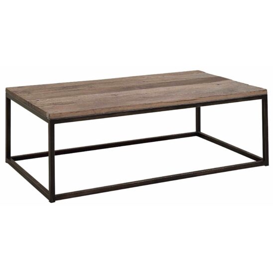 Elmwood soffbord med skiva av alm och stativ av järn 130x75 cm från Artwood.