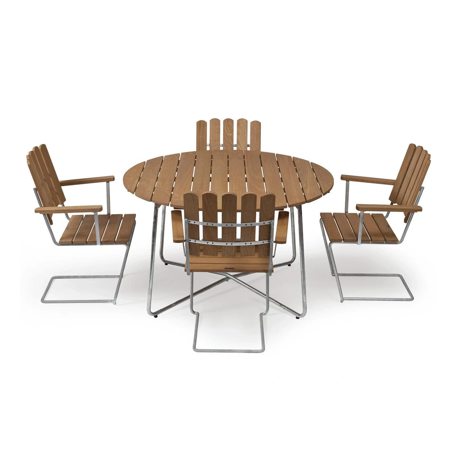 Klassikergrupp oljad ek / varmförzinkad - 4 A2 stolar, 9A bord