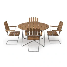 Klassikergrupp oljad ek / varmförzinkad - 4 A2 stolar, 9A bord