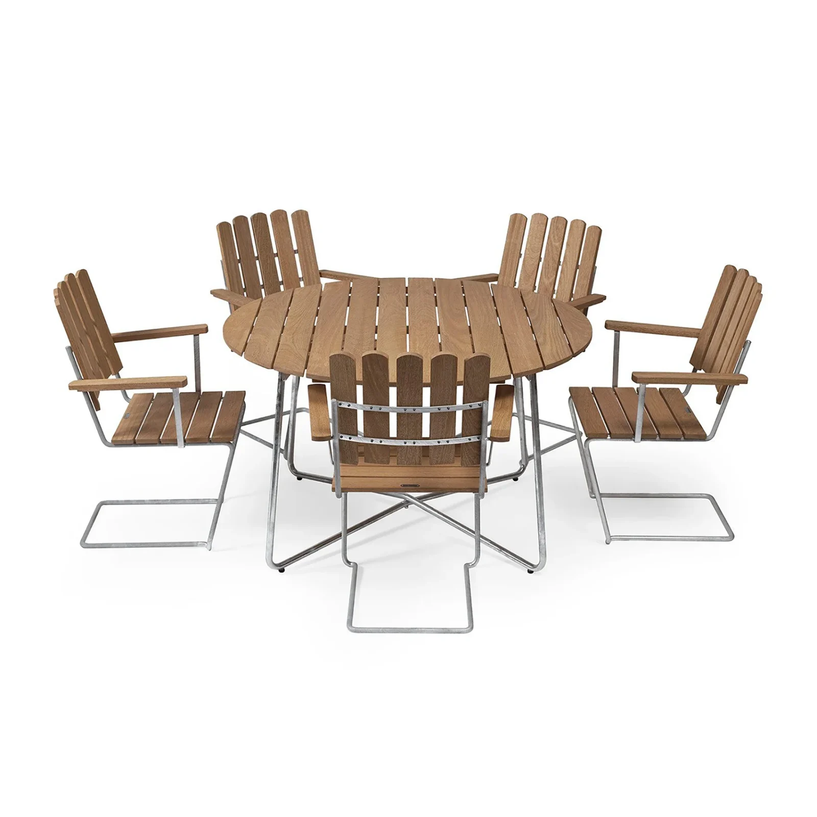 Klassikergrupp oljad ek / galv - 5 A2 stolar, 9A bord