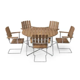 Klassikergrupp oljad ek / galv - 5 A2 stolar, 9A bord