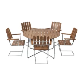 Klassikergrupp teak / galv - 5 A2 stolar, 9A bord