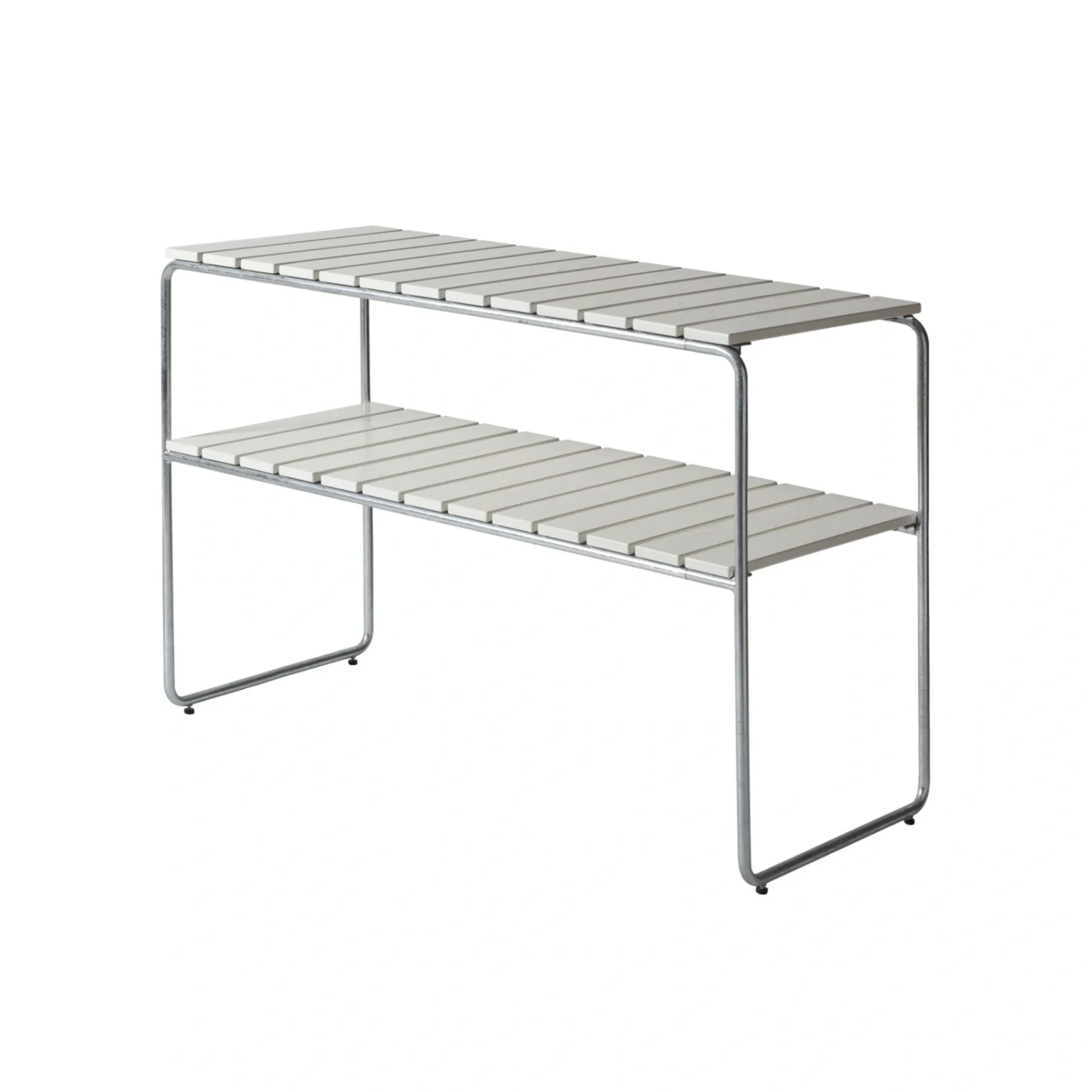 L105 avlastningsbord vit ek / varmförzinkat stativ