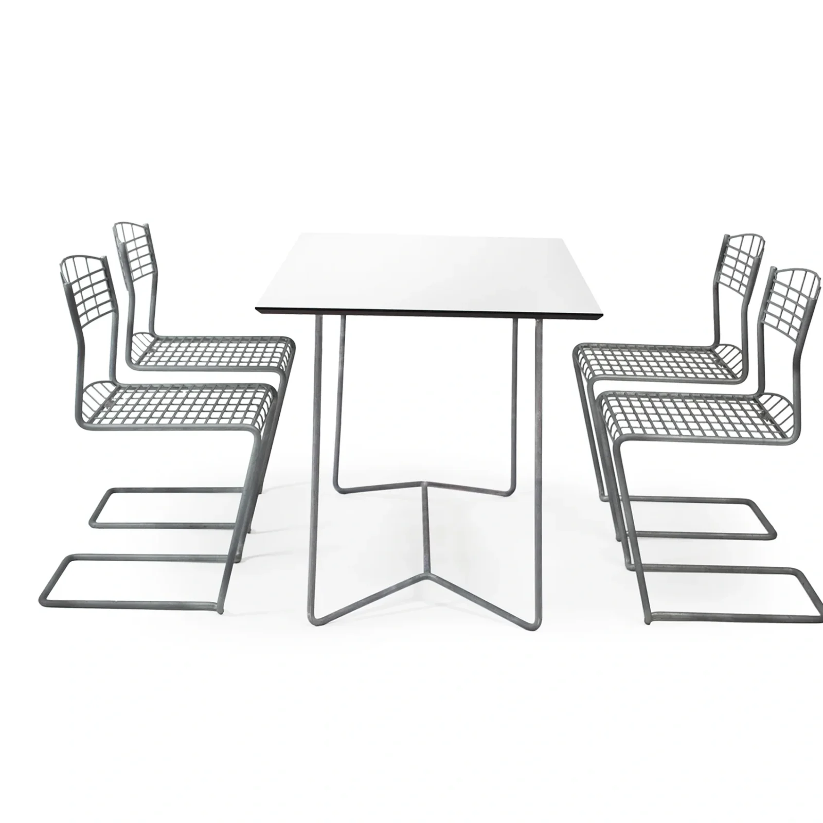 High-Tech matgrupp varmförzinkad - 4 stolar, 110x70 cm