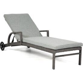 Playa solsäng i antracitgrått med en ljusgrå dyna från Atleve.