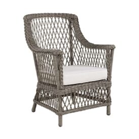 Estelle fåtölj i grå konstrotting med vit sittdyna från Artwood.