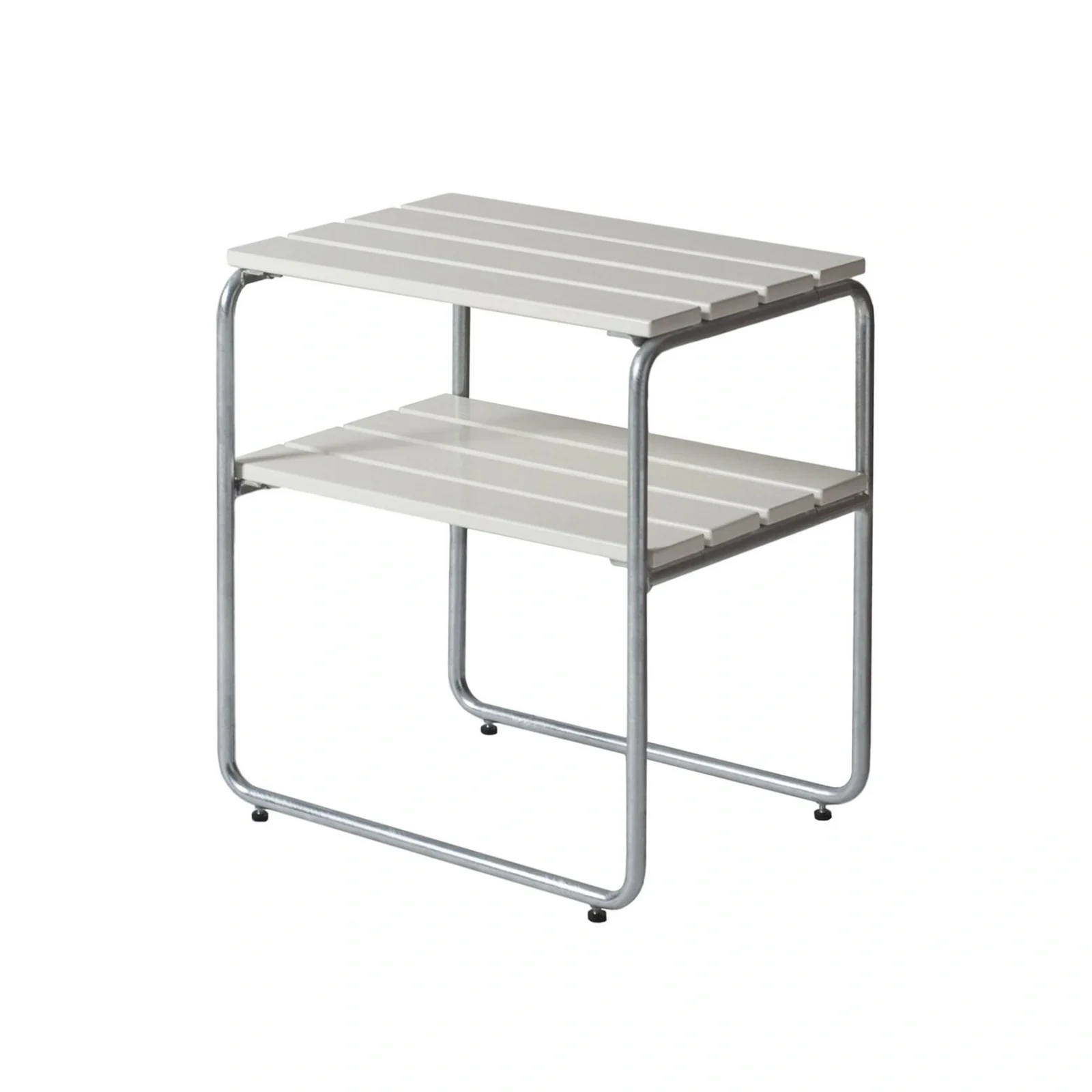 L45 sidobord vitlackad ek / varmförzinkat stativ