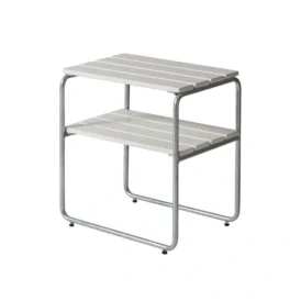 L45 sidobord vitlackad ek / varmförzinkat stativ