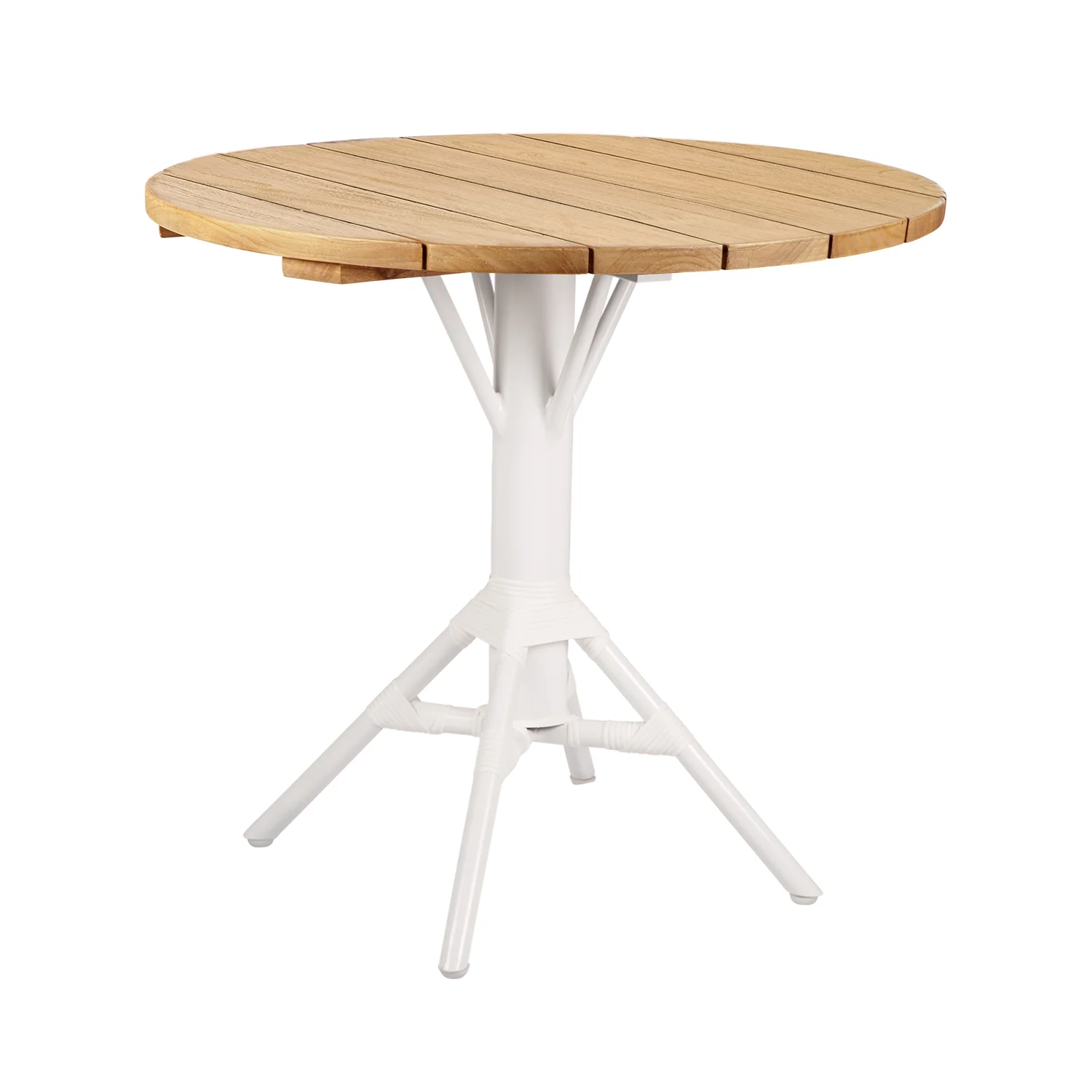 Nicole cafébord vit/teak Ø80 cm