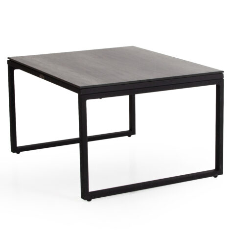 Talance litet soffbord med svartlackat stativ och grå laminatskiva.