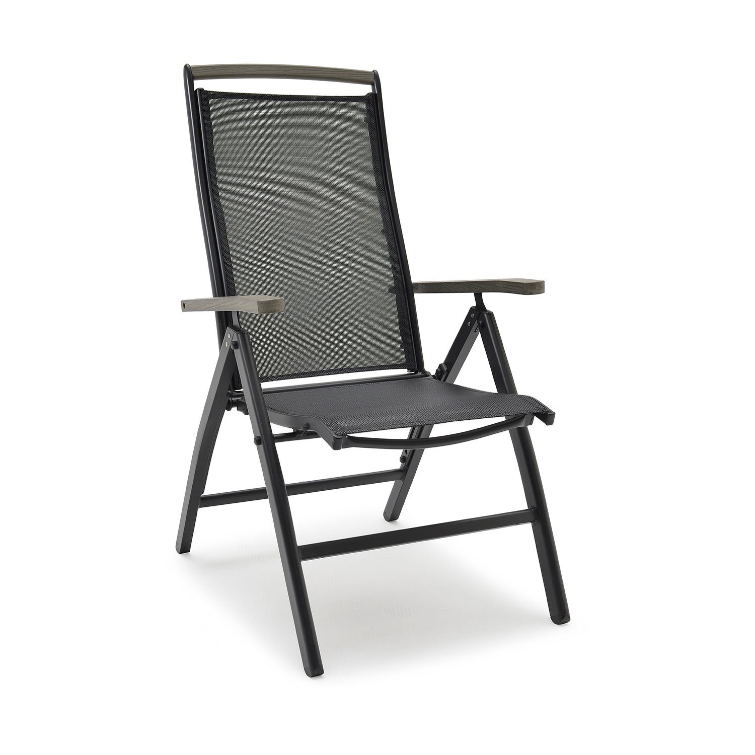 Nydala positionsstol från Hillerstorp tillverkad i aluminium och textilene med armstöd i guamo.