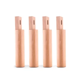 Sängben, runda, träfärgade med traditionell infästning.