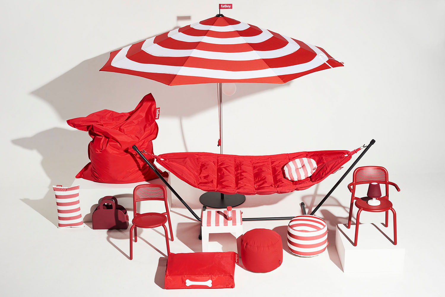 Stripesol parasoll röd Ø350 cm