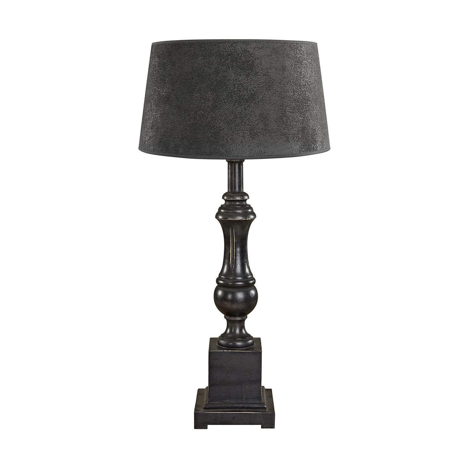 Venice bordslampa i svart med classic lampskärm i grått.