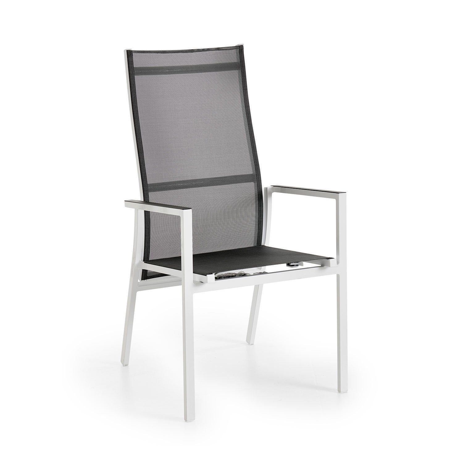 Avanti positionsstol i vit stomme och grå textilene.