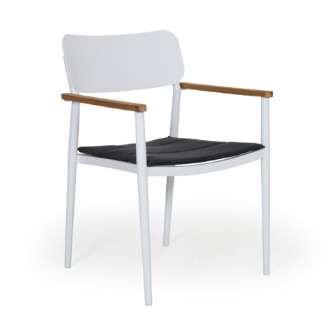 Domingo karmstol tillverkad i aluminium och teak från Brafab.