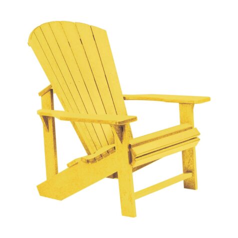 Adirondackstol i återvunnen plast, här i gult.