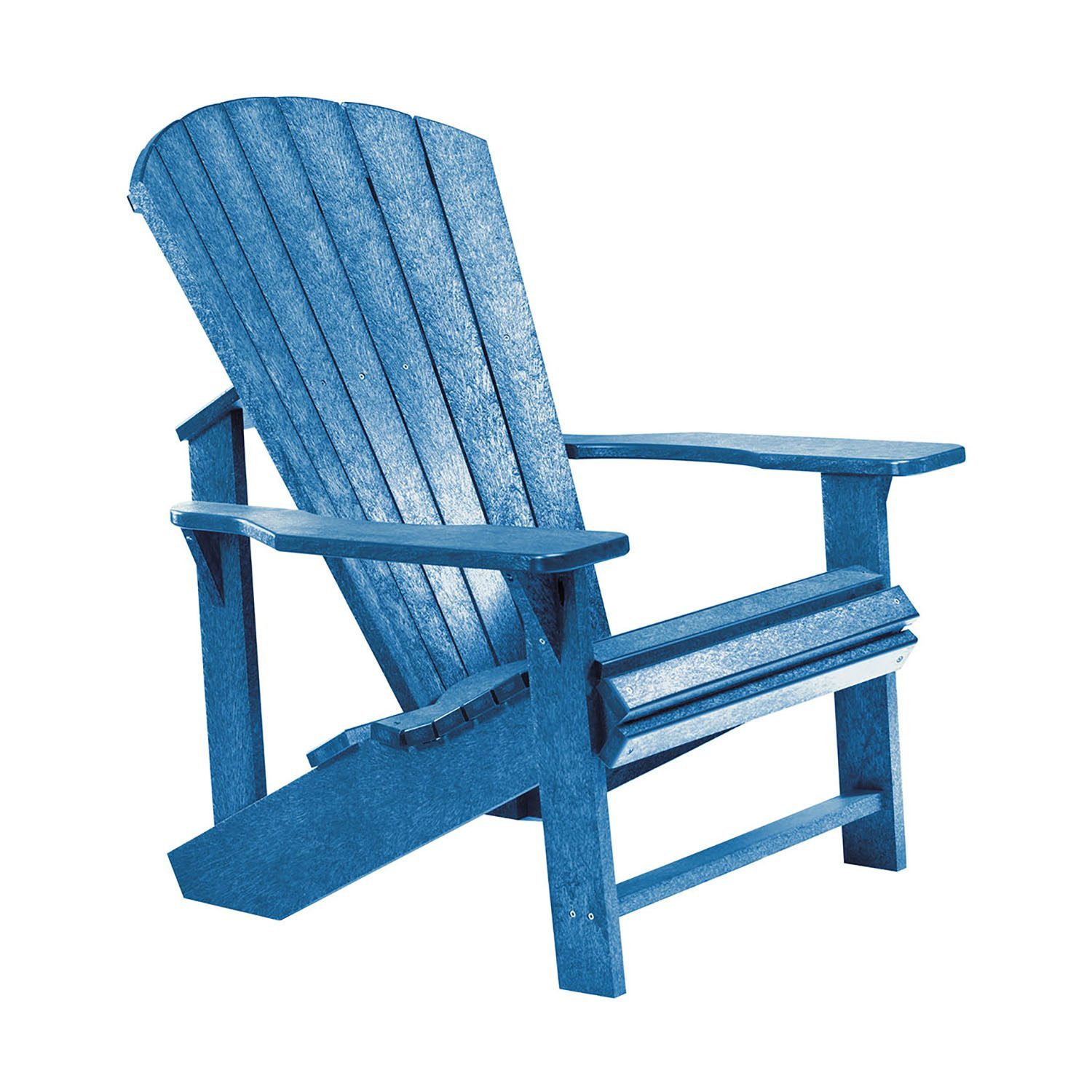 Adirondackstol i återvunnen plast, här i blått.
