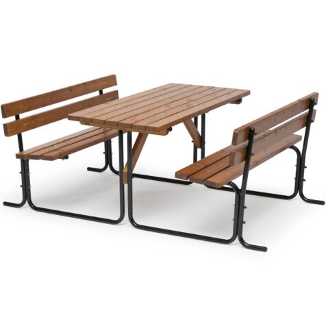 Picnicbänk i stål och furu med kanellasyr från Hillerstorp.