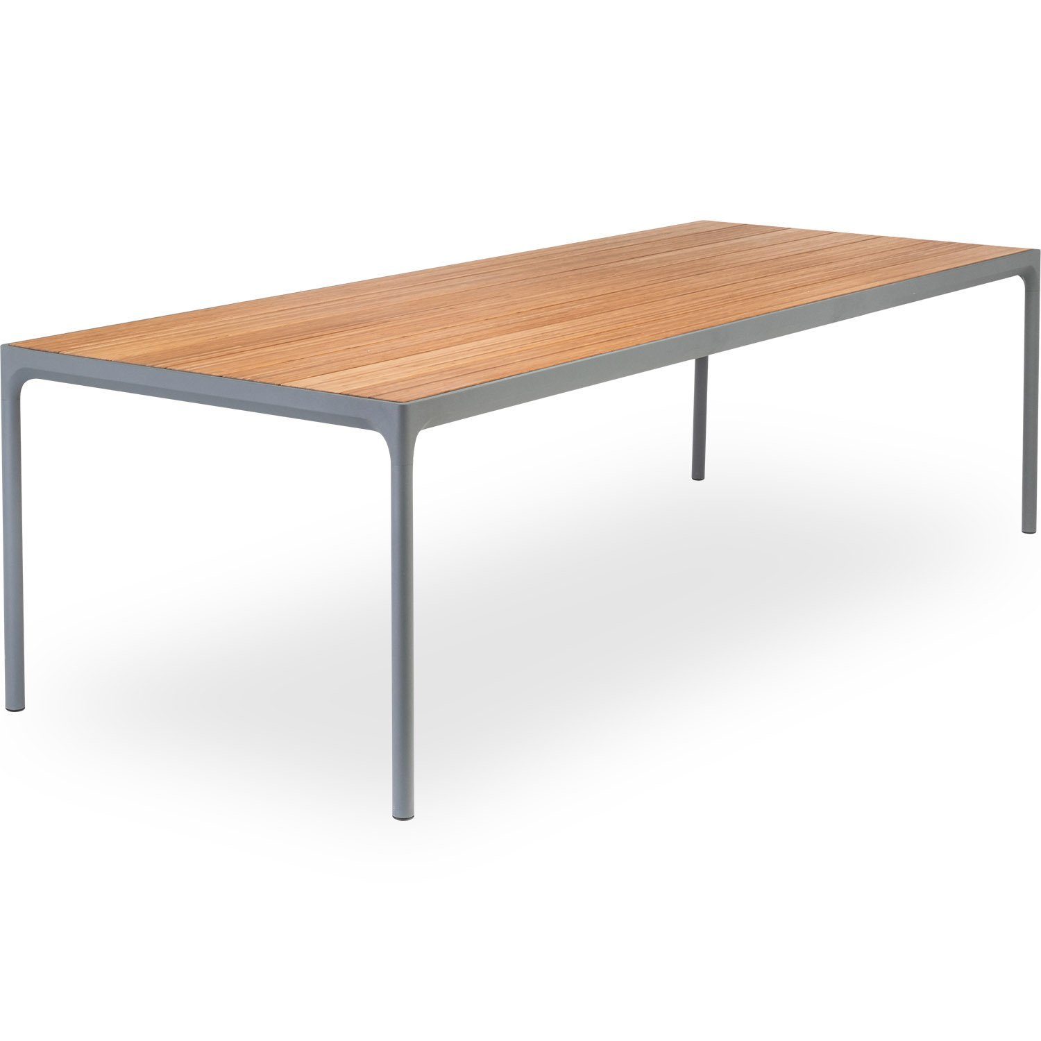 Four matbord i bambu och lackat stål från danska Houe.