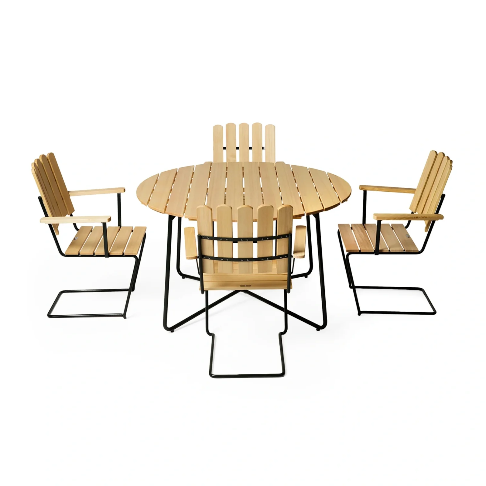 Klassikergrupp oljad furu / mörkgrön - 4 A2 stolar, 9A bord