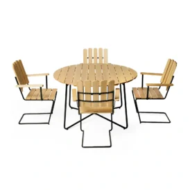 Klassikergrupp oljad furu / mörkgrön - 4 A2 stolar, 9A bord