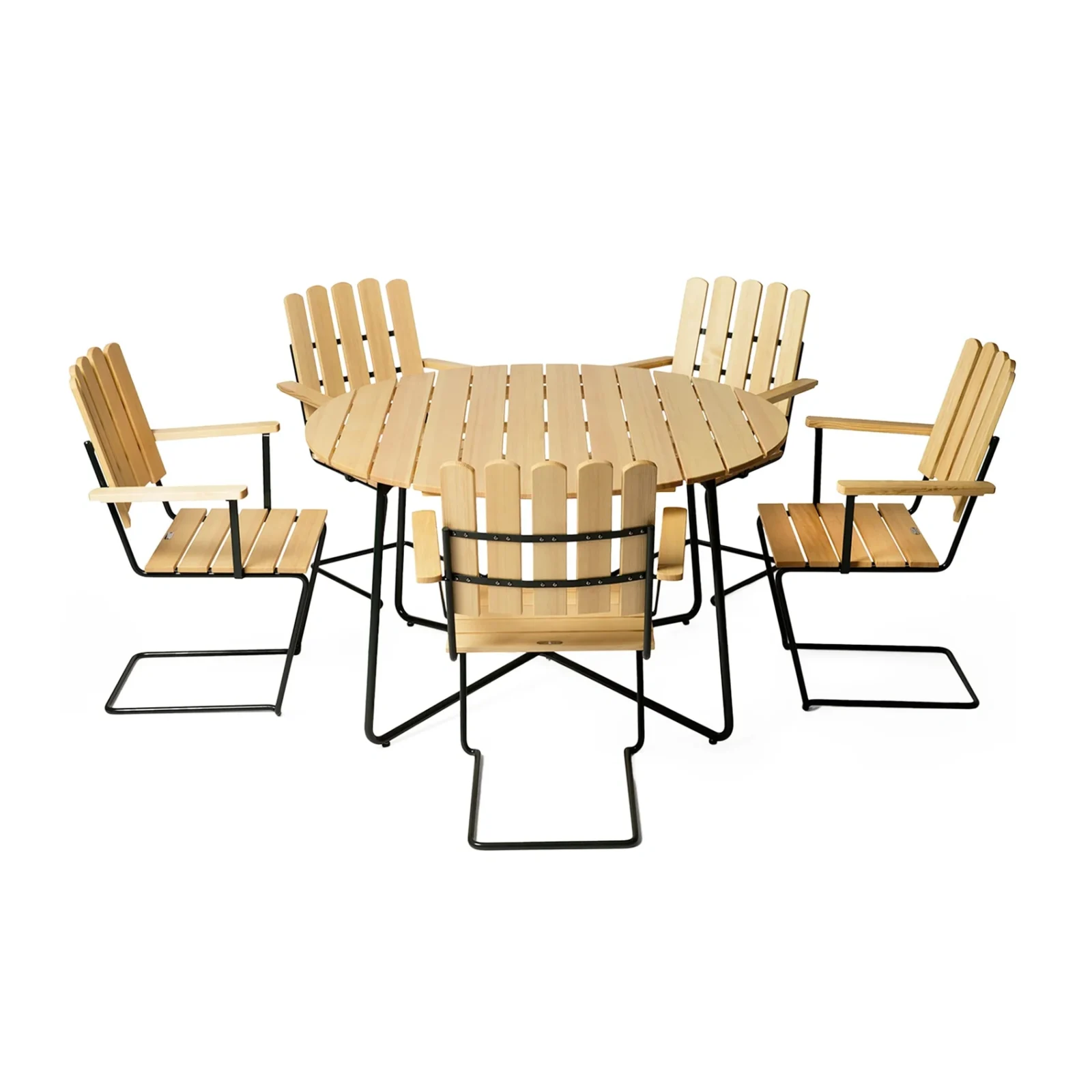 Klassikergrupp oljad furu / mörkgrön - 5 A2 stolar, 9A bord