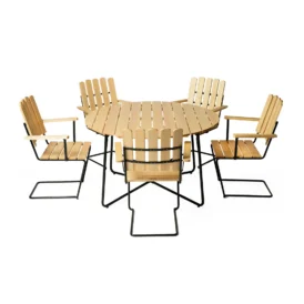 Klassikergrupp oljad furu / mörkgrön - 5 A2 stolar, 9A bord