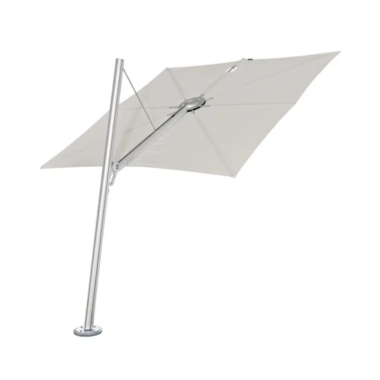 Spectra forward parasoll från Umbrosa med aluminiumpelare och duk i färgen canvas.