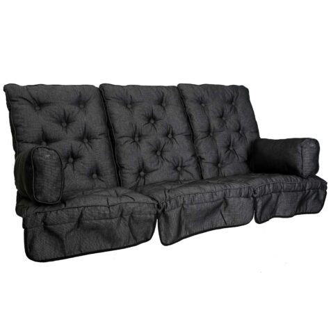 Hammockset bestående av 3 dynor och 2 st sidokuddar i asfaltsgrå strukturdralon.