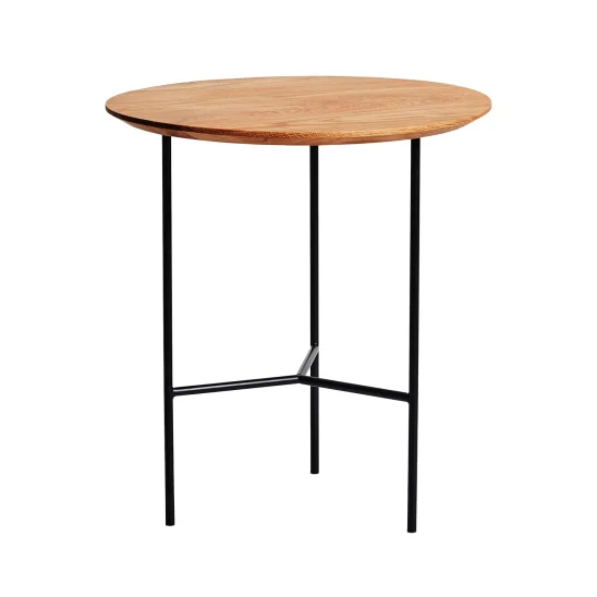 Tribeca sidobord oljad ek/svart Ø50 cm