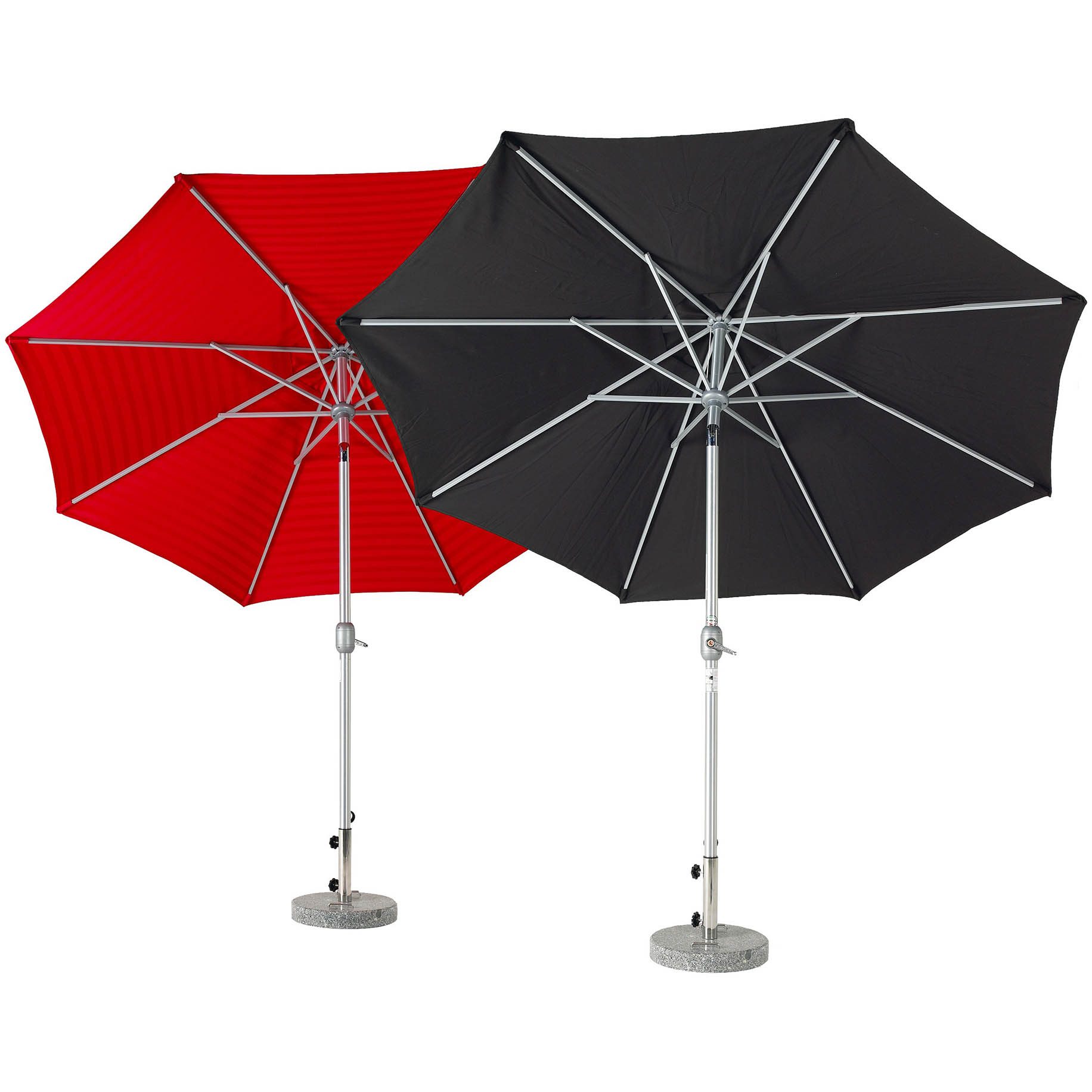 Två parasoller i olika färger från Brafab.