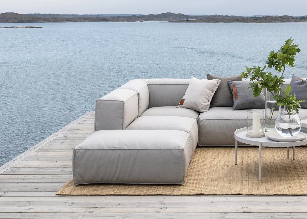 Asker ottoman - ljusgrå Sunbrella